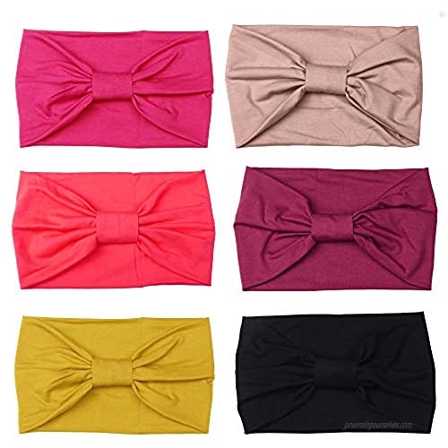 LOYALLOOK 6 Pcs Multi-Style Headbands for Women Fitness Sports Running Workout Wide Stretchy Hair Wrap for Yoga & More