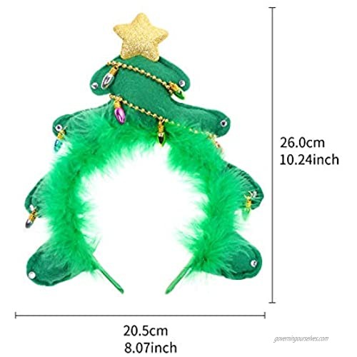 Lux Accessories Christmas Green Tree Lights Ornaments Glittery Gold Star Girls Headband