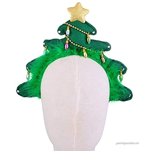 Lux Accessories Christmas Green Tree Lights Ornaments Glittery Gold Star Girls Headband