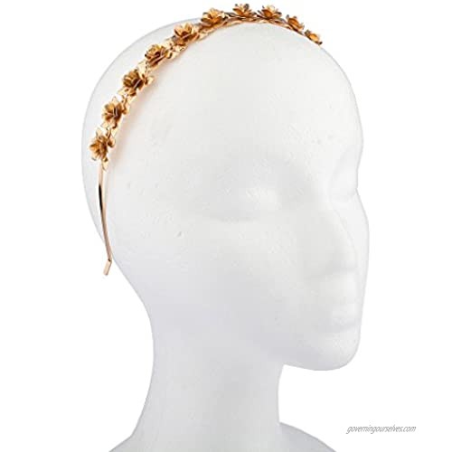Lux Accessories Floral Flower Metal Stretch Headband