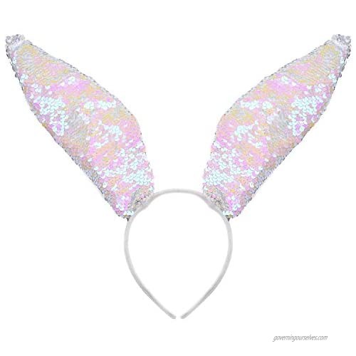 LUX ACCESSORIES Halloween Girls Bunny Rabbit Ears Headband Accessories Costume Set