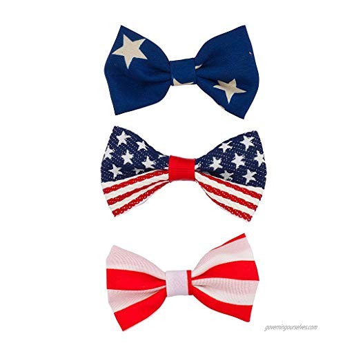 Lux Accessories July 4th Independence Day Patriotic Bow Pack (3pc)