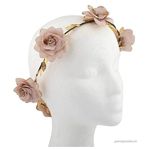 Lux Accessories Pink Goddess Flower Headrown