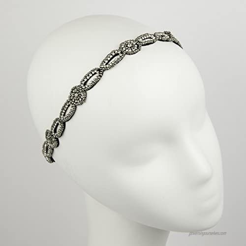 Lux Accessories Seed Bead & Rhinstone Stretch Fit Beaded Headband Head Piece