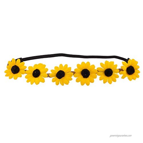 Lux Accessories Yellow Braided Flower Crown Flower Stretch Headband