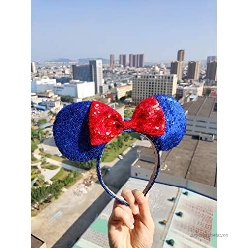OBUY Mouse Ears Bow Headbands Glitter Princess Party Decoration Adult Mouse Ears Sparkly Mouse Ears Mermaid Mouse Ears Headband for Girls Cosplay Costume for Girls & Women