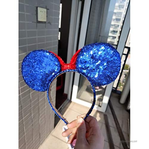 OBUY Mouse Ears Bow Headbands Glitter Princess Party Decoration Adult Mouse Ears Sparkly Mouse Ears Mermaid Mouse Ears Headband for Girls Cosplay Costume for Girls & Women