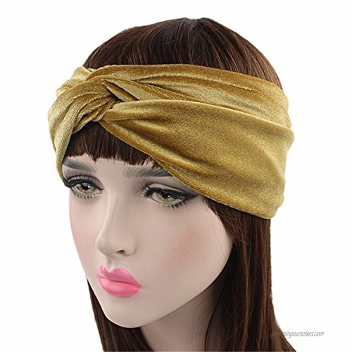 Qhome 4 Pack Velvet Twist Headband Women Earmuffs Earwarmers Noble Scrunchy Twist Hair Band Turban Headbands Bandana Bandage