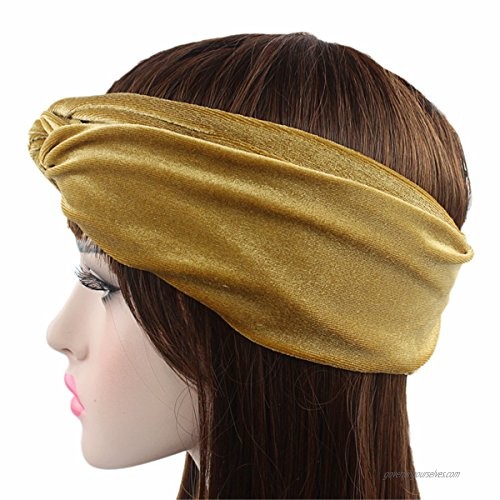 Qhome 4 Pack Velvet Twist Headband Women Earmuffs Earwarmers Noble Scrunchy Twist Hair Band Turban Headbands Bandana Bandage