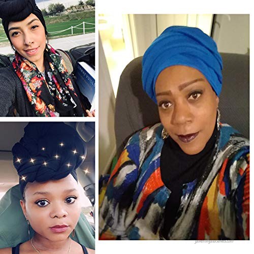 Solid Colors Soft Stretch Headwraps Headband Long Hair Head Wrap Scarf Turban Tie Jersey Knit African Turban
