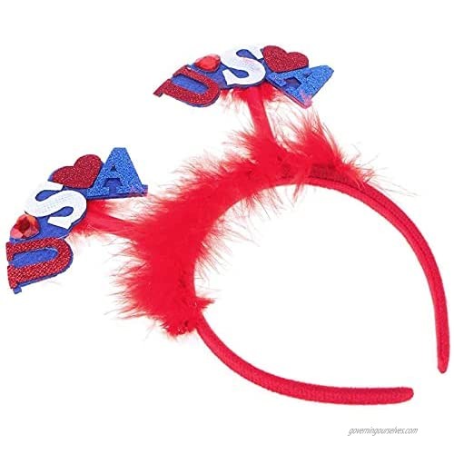 Soochat 4th of July Headband Glittery USA Americana Patriotic Head Boppers Headband for Independence Party Decorations