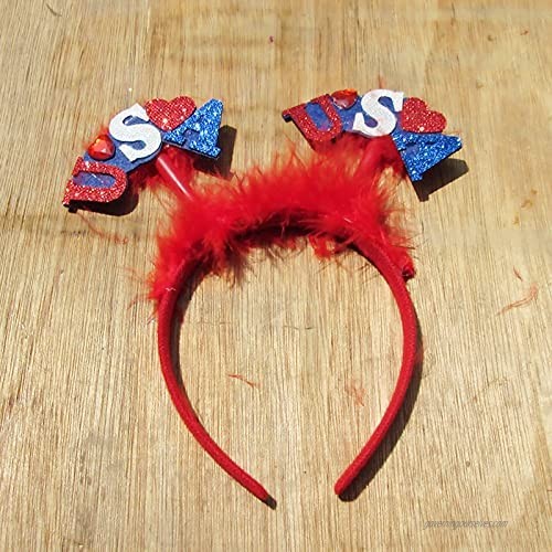 Soochat 4th of July Headband Glittery USA Americana Patriotic Head Boppers Headband for Independence Party Decorations