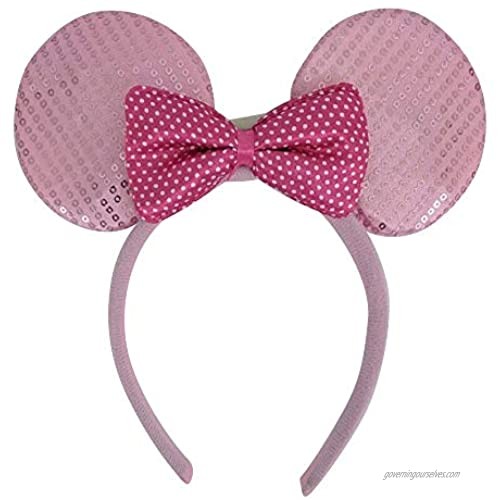 The Electric Mammoth Set of 3 Light Up LED Flashing Pink Mouse Head Ears Headband Costume