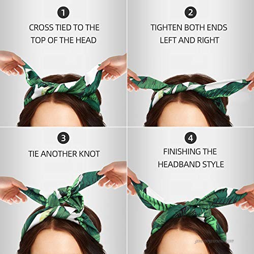Twinkstar 3 Pack Women's Headbands Wire Headbands for Women Teen Girls Retro Headband Printed Straight Hair Bands Accessories with Multiple Ways to Wear