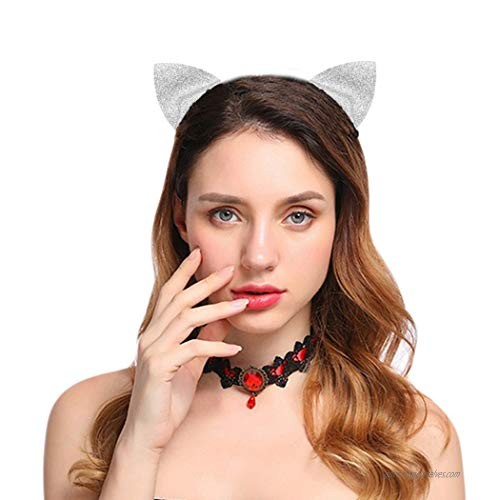 Uniqhia Halloween HeadbandDevil Horns andFelina Glitter Cat Ears Headbands Kitty Headbands
