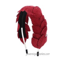 Vintage Hair Band Suede Leaves Wreath Headband (Red)