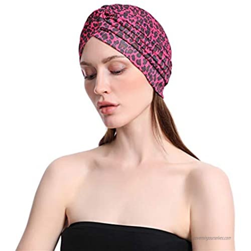 Yalice Indian Twristed Turban Leopard Print Head Wrap Wide Hair Band Accessories for Women and Girls
