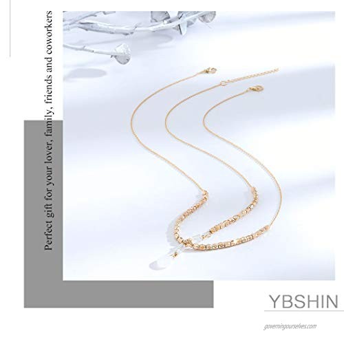 YBSHIN Boho Gold Hair Chains Opal Headpieces Beaded Head Chains Layered Hair Jewelry for Women and Girls