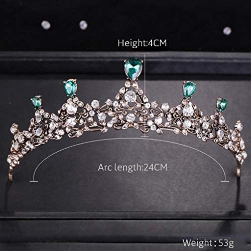 Yfe Wedding Green Crystal Crown for Women Queen Crowns and Tiaras Baroque Emerald Crown Gold (Style4)