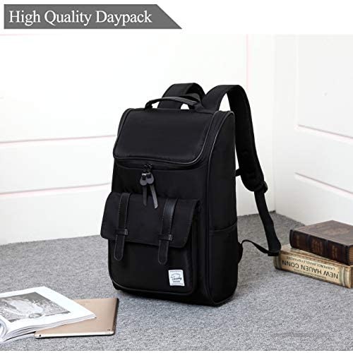 Backpack for men Vaschy Vintage Water Resistant Daypack Rucksack College School Backpack with Padded 15.6 inch Laptop Compartment