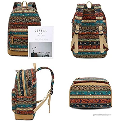 Bohemian Waterproof Laptop Backpack with USB Charging Port