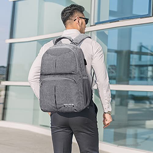 BOLANG Laptop Backpack for Men Women With USB Charging Port Business Work Travel Backpack Water Resistant College School Bookbag Fits 17 Inch Computer (8459 Grey )