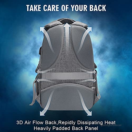 BOLANG Laptop Backpack for Men Women With USB Charging Port Business Work Travel Backpack Water Resistant College School Bookbag Fits 17 Inch Computer (8459 Grey )