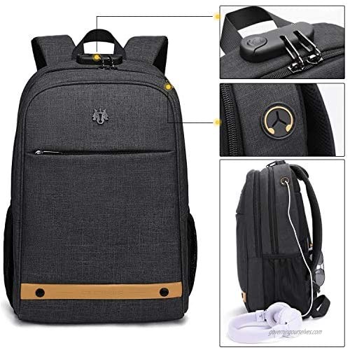 Computer Backpack Travel Laptop Backpack with Lock Anti Theft Durable Water Resistant College Students Lightweight Slim Computer Bag for Women/Men Fits 15.6 Inch Laptop and Notebook Black