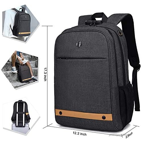 Computer Backpack Travel Laptop Backpack with Lock Anti Theft Durable Water Resistant College Students Lightweight Slim Computer Bag for Women/Men Fits 15.6 Inch Laptop and Notebook Black