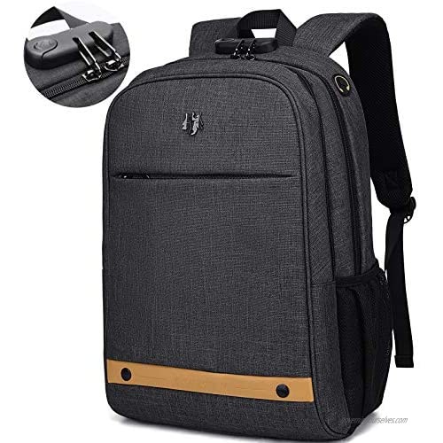 Computer Backpack Travel Laptop Backpack with Lock Anti Theft Durable  Water Resistant College Students Lightweight Slim Computer Bag for Women/Men Fits 15.6 Inch Laptop and Notebook  Black