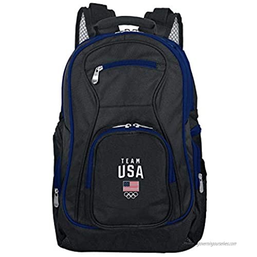 Denco Team USA Olympics Colored Trim Premium Laptop Backpack  19-inches  Black