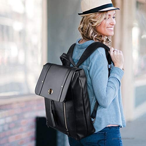 Estarer Upgraded Version Women PU Leather Backpack Laptop Vintage College School Rucksack Bag