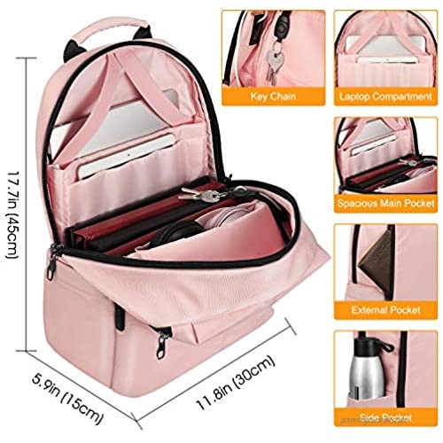 FINPAC Laptop Backpack Casual Daypack with USB Port for Travel School Work (Pink)