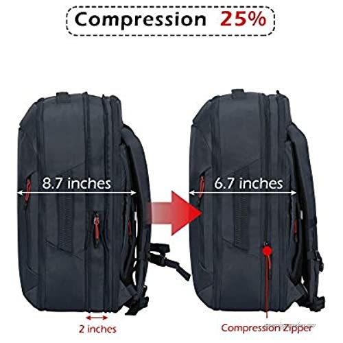 Hynes Eagle TSA Friendly Travel Backpack for Men Women Carry on Backpack 40L Flight Approved Laptop Backpack for 17 inches Compressible Weekender Bag Overnight Backpack Navy