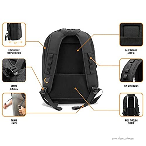 JetPack Slim Backpack for DVS Mobile or Club DJ Gig Set Bag Carry Laptop Stand Tablet Headphone Vinyl Records USB Mobile Devices Needle Case Cables Microphone & More. TSA Compliant (Black)