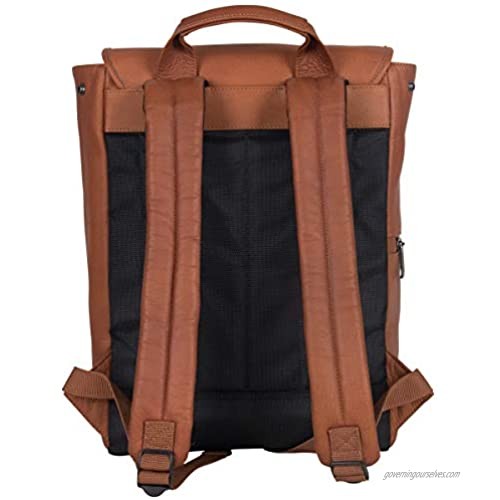 Kenneth Cole Reaction Colombian Leather Single Compartment Flapover 14.1” Laptop Backpack (RFID) Cognac