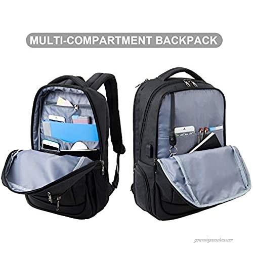 KOPACK Business Laptop Backpack Side Load Computer Travel Backpack Usb Port Water Resistant 15.6 Inch Black