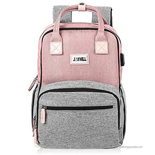 Laptop Backpack  15.6 Inch Stylish Notebook Backpack with USB Charging Port  Water Resistant Business Travel School College Backpack for Women Girls