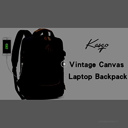 Laptop Backpack for Men Kasqo Canvas Bookbag School Backpack for Adults Work Travel Women Teacher w USB Port