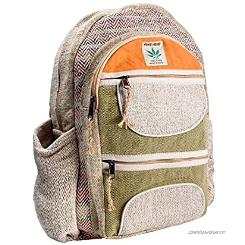 Maha Bodhi All Natural Handmade Multi Pocket Laptop Backpack - Himalayan Hemp