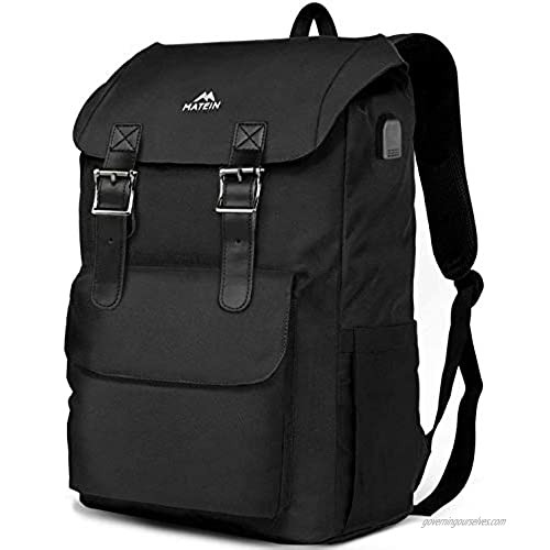 MATEIN Travel Laptop Backpack  Large School outdoor Rucksack Backpack for Men Women Lightweight Bookbag with USB Charging Port Casual Hiking Daypack Fit 17 Inch Laptop (Black)