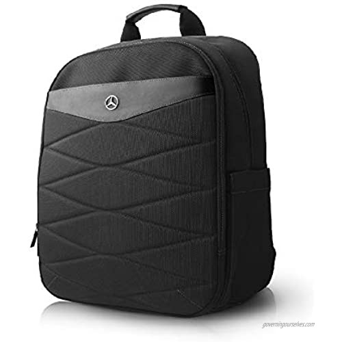 Mercedes-Benz MacBook Pro Laptop Backpack - Nylon with PU Leather Plate - Slim-Fit Pockets for iPad  iPad Mini  Tablet & Smartphone - 15.6” Computer Bags For Men and Women  Black Pattern III