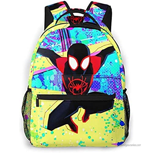 Miles Morales Spiderverse Classic School Backpack College Schoolbag Travel Bookbag Black For Boys Girls