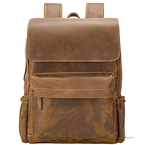 Polare Original 17'' Full Grain Cowhide Leather Vintage Laptop Backpack Travel Bag Work Bag For Men