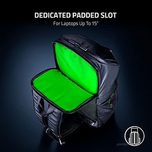 Razer Scout 15 Gaming Laptop Backpack: Lightweight Water and Abrasion-Resistant Build - Protective Interior w/Separate Compartments - Dedicated Padded Slot - Fits 15 inch Laptops - Classic Black