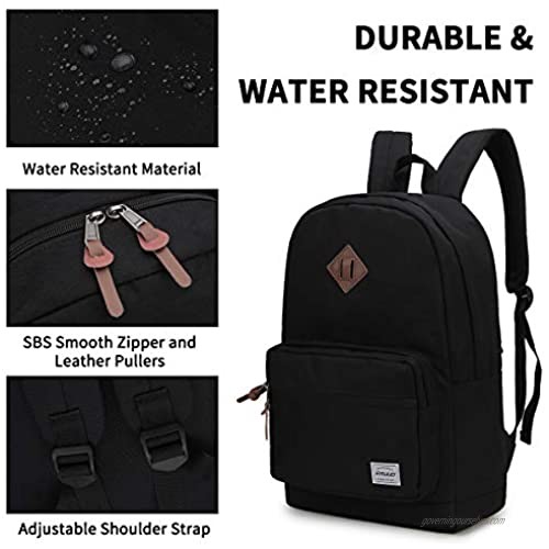 School Backpack for Men Women RAVUO Water Resistant 15.6 inch Laptop Backpack Bookbags College Daypack Black Backpack School Bag with Side Pockets