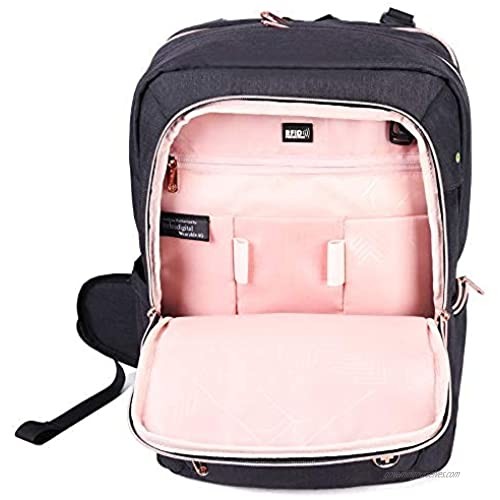 Swissdigital Katy Rose Women's Fashion Black with Rose Gold Zippers Travel College Laptop Backpack Fits Laptops up to 15 SD1006-01