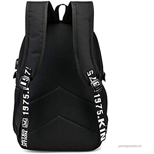 TikTok Schoolbag USB Anti-Theft Laptop Backpack for Teenagers Girl and Boys Bookbag (Black-1)