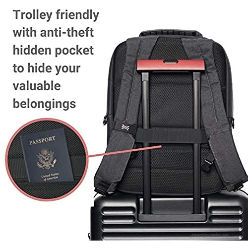 TORU BX Commuter Slim 15.6-inch Laptop TSA Friendly Business Travel Backpack with USB Charging Port Scratch Resistant RFID Blocking Card Pocket for Men & Women - Charcoal Gray