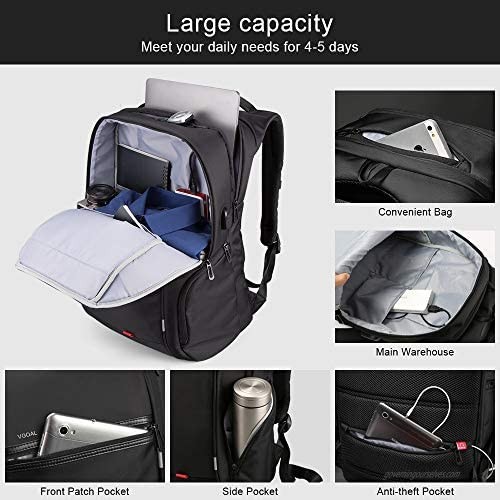 VGOAL Large Laptop Backpack Anti Theft Business Backpack with USB Charging Port Computer Bag Travel School Rucksack Packing Fit 17.3 inch Laptop For Men And Women